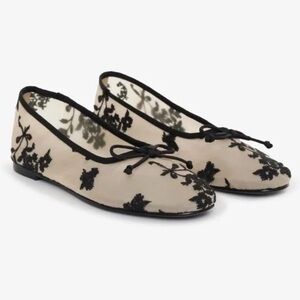For Love & Lemons black + cream floral ballet flats